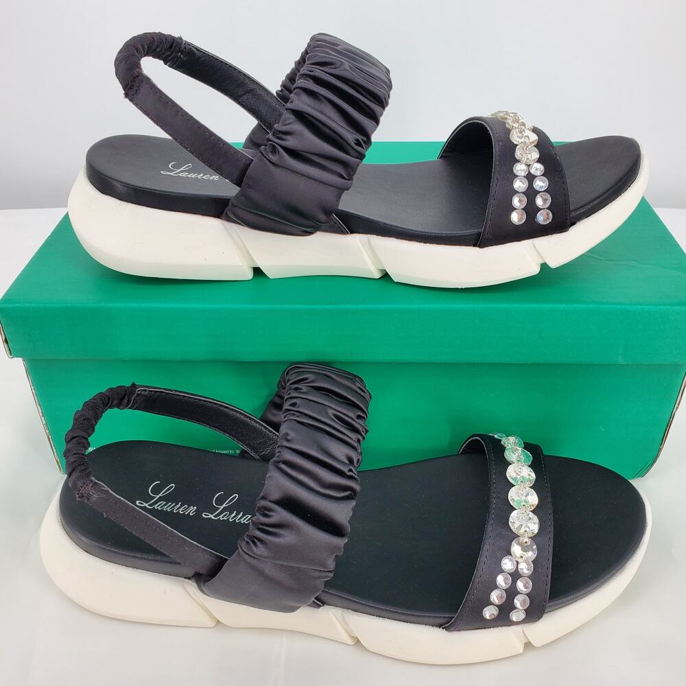 Lauren Lorraine Womens 9M Annie Comfort Sandal Studded‎ Black New